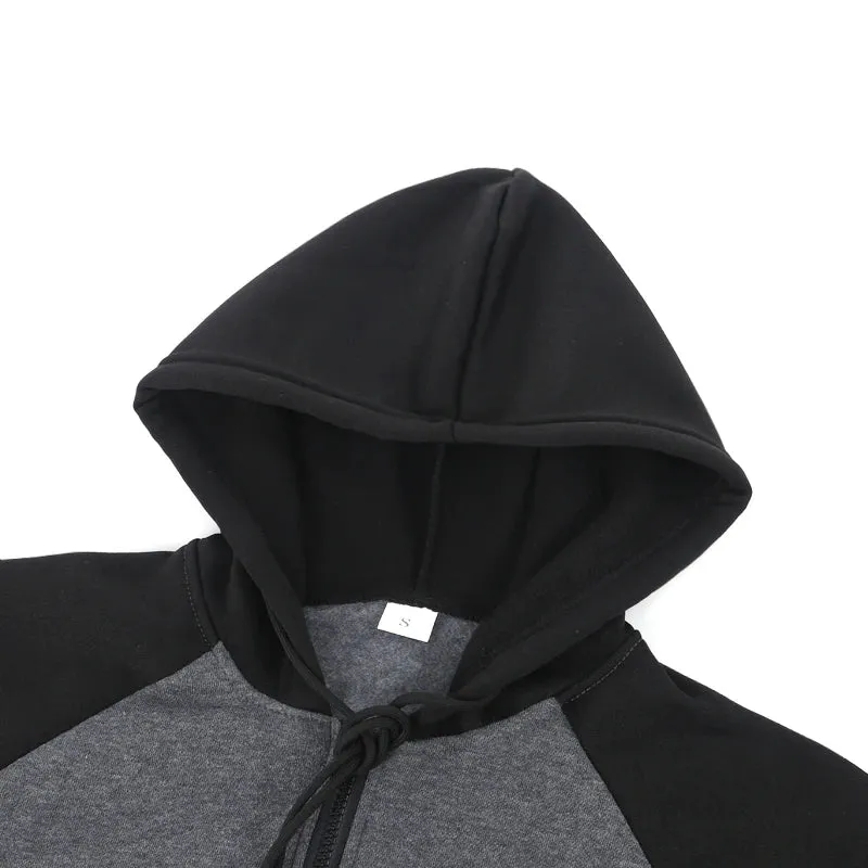 Men's Zip-Up Color Block Hoodie with Casual Stylish & Durable Fall/Winter