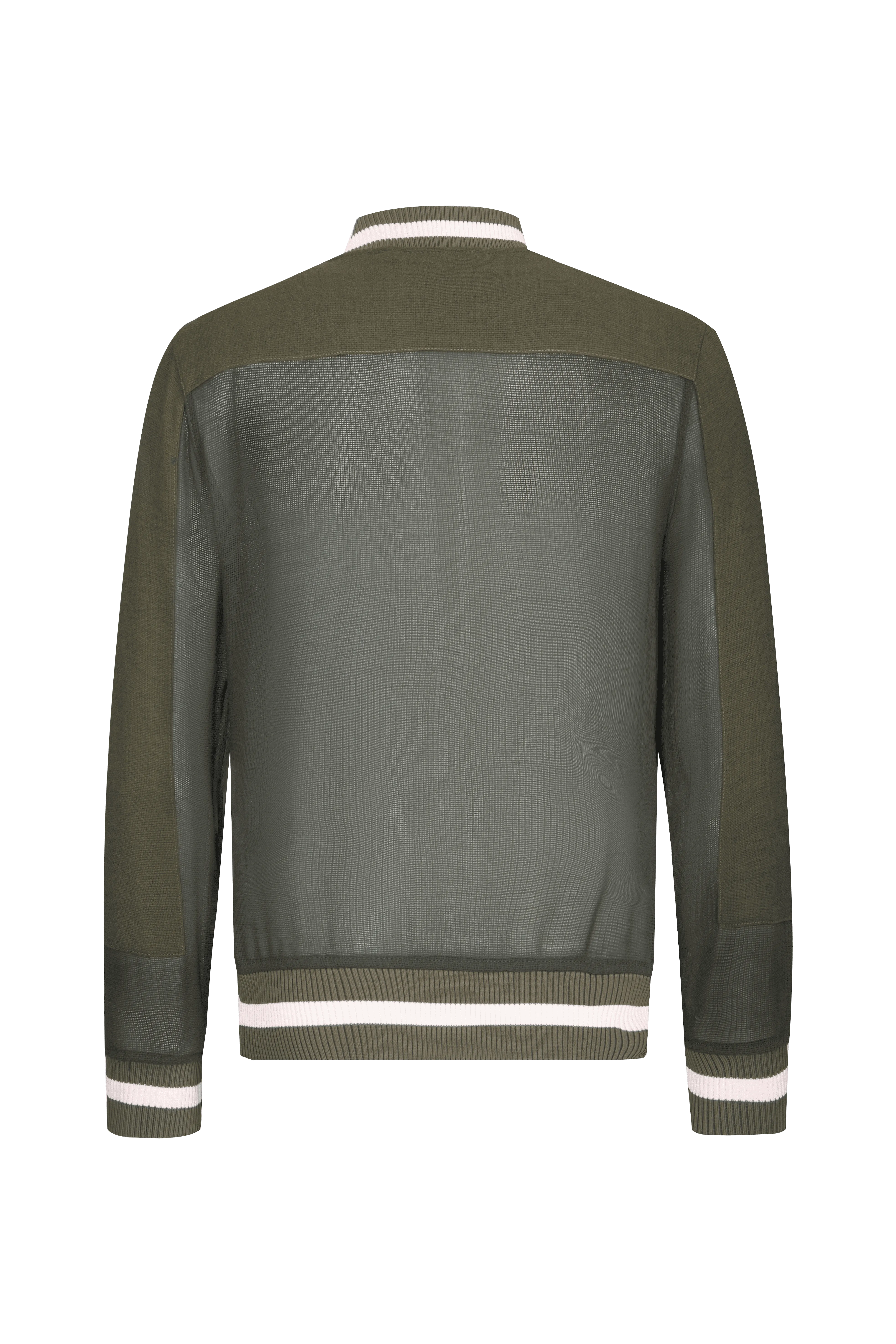 Mesh-panelled Dark Green varsity Jacket