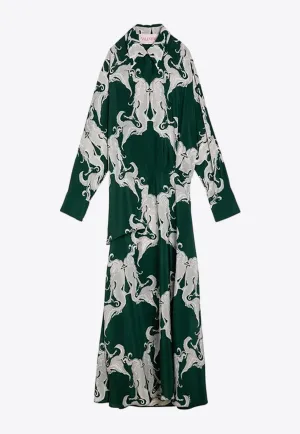 Metamorphos Siren Silk Printed Maxi Shirt Dress