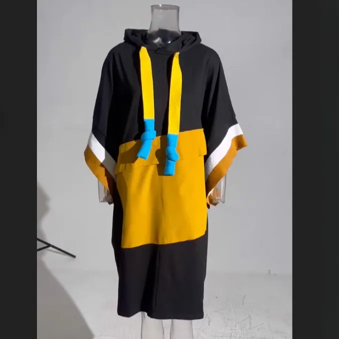 Miyo Color-Block Sweatshirt Hoodie Dress
