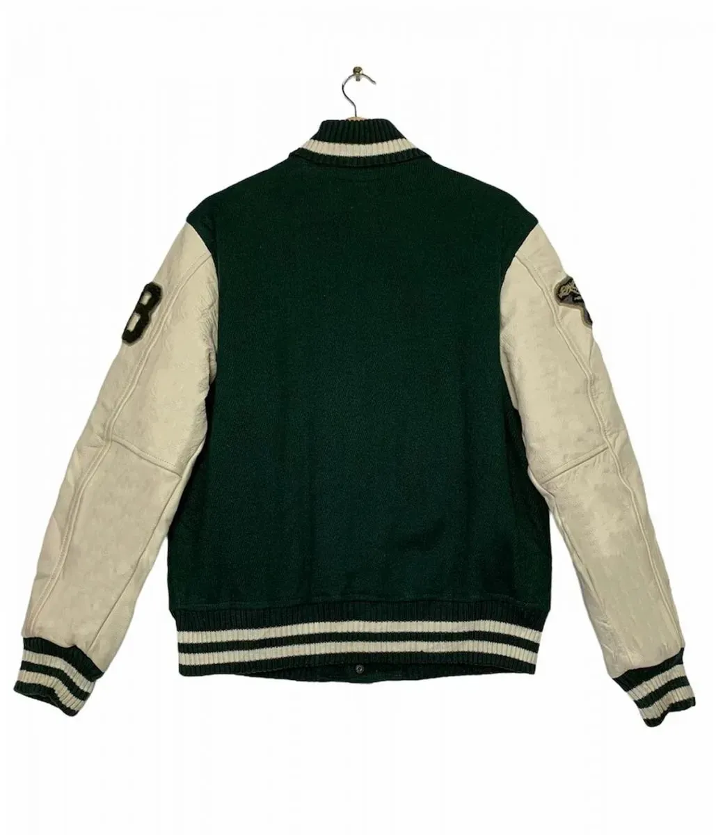 MLB Oakland Athletics Letterman Off White and Green Jacket
