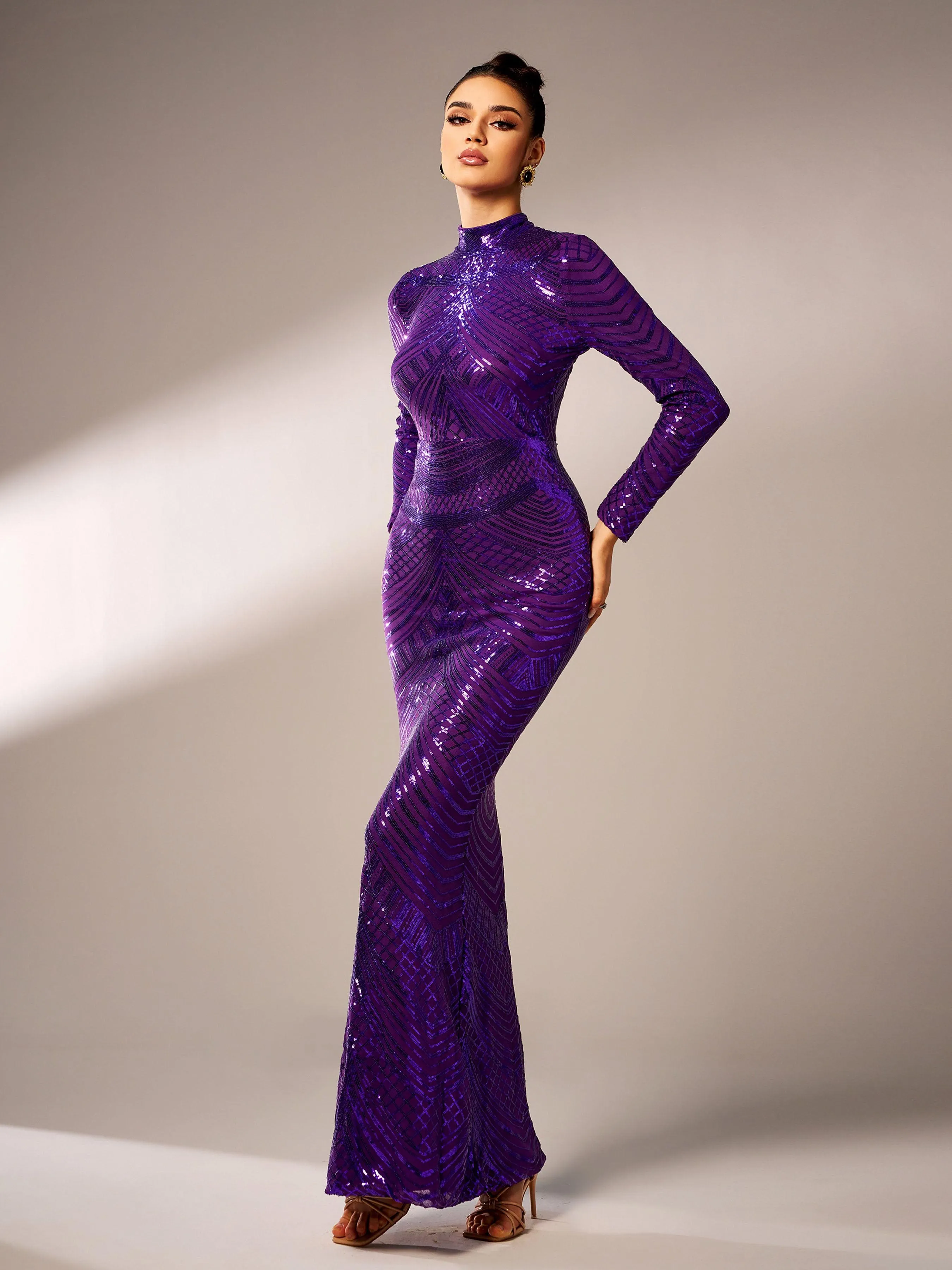 Mock Neck Formal Mermaid Prom Dress M0649