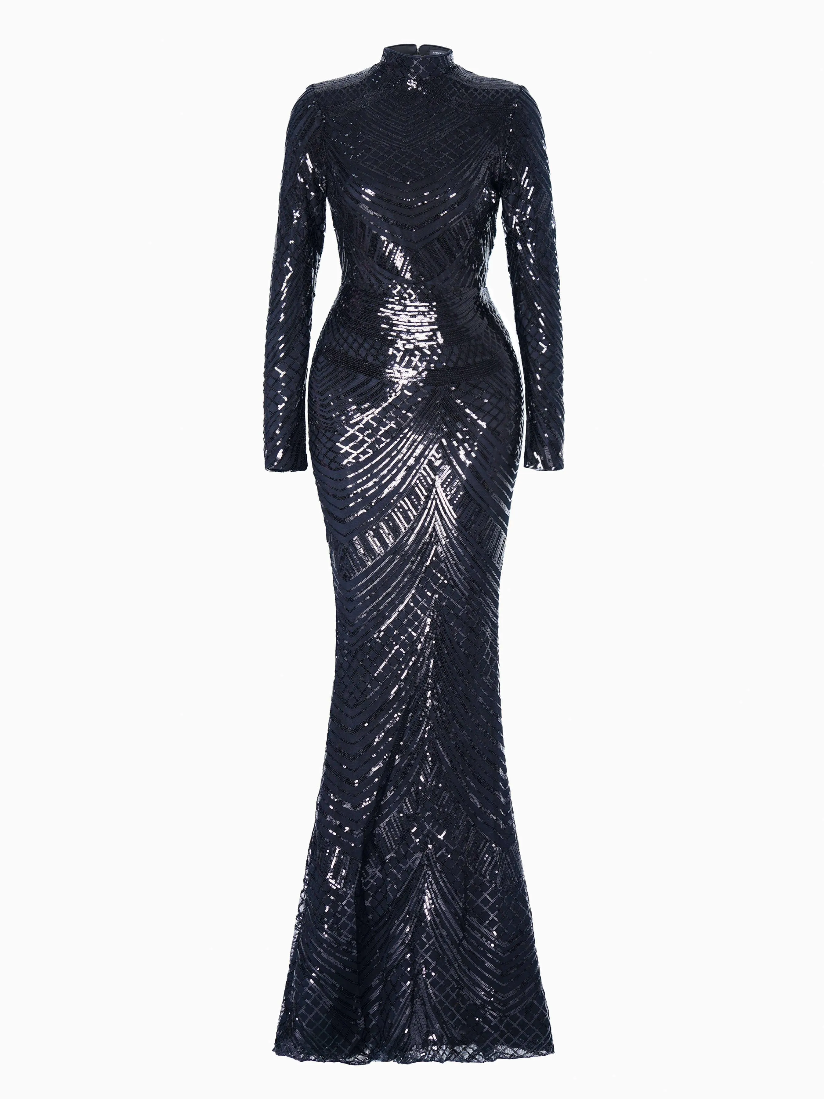 Mock Neck Formal Mermaid Prom Dress M0649