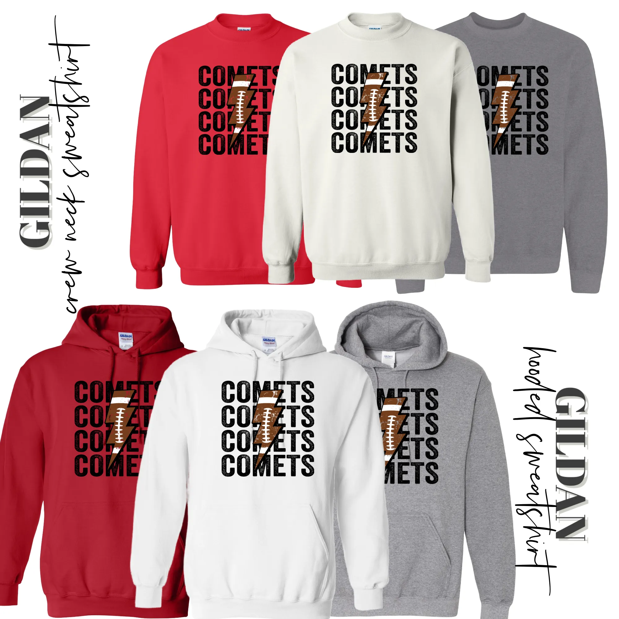 MTO / Comet Football, youth adult sweatshirts