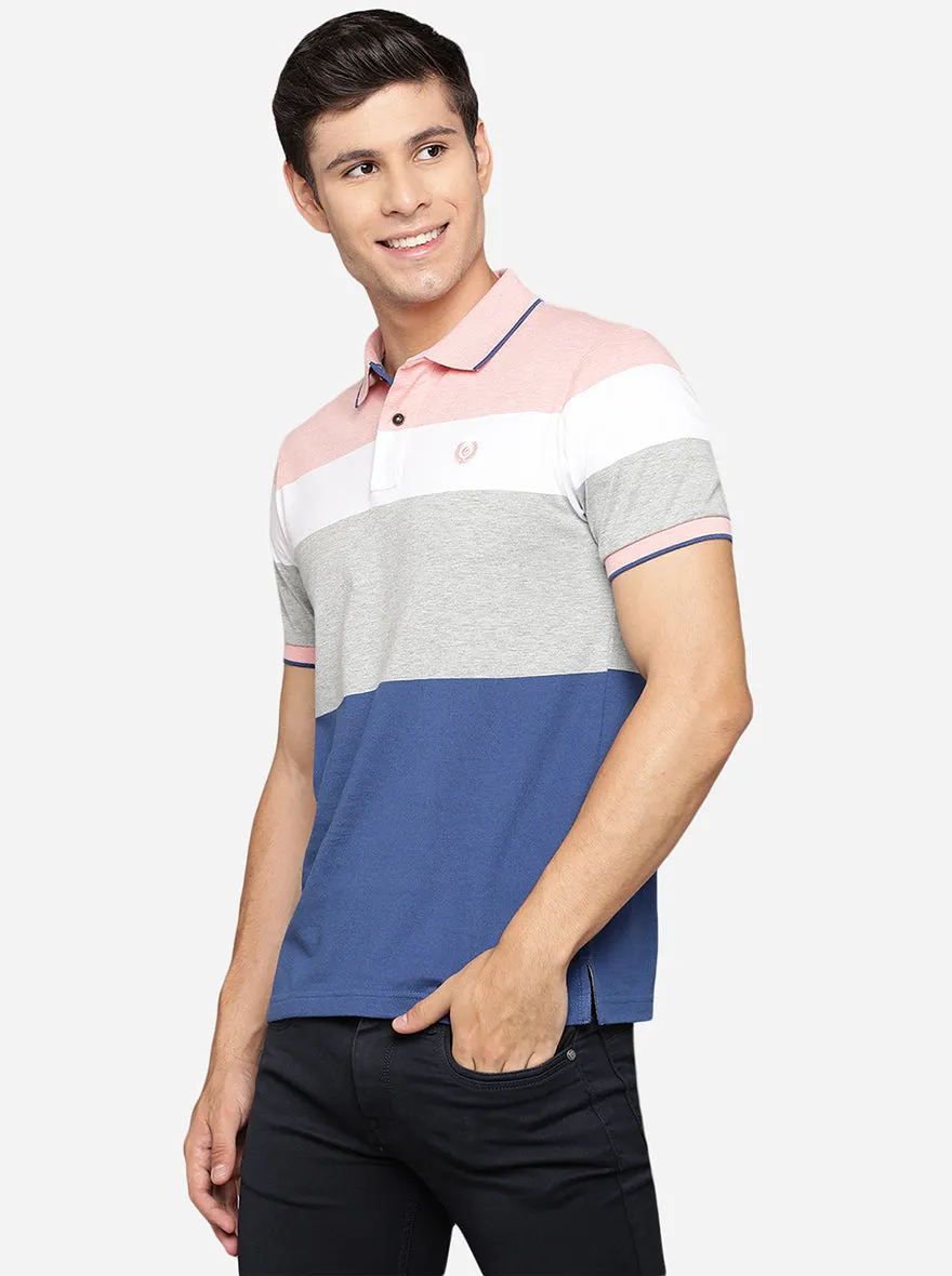 Multicolor Striped Slim Fit Polo T-Shirt | Greenfibre