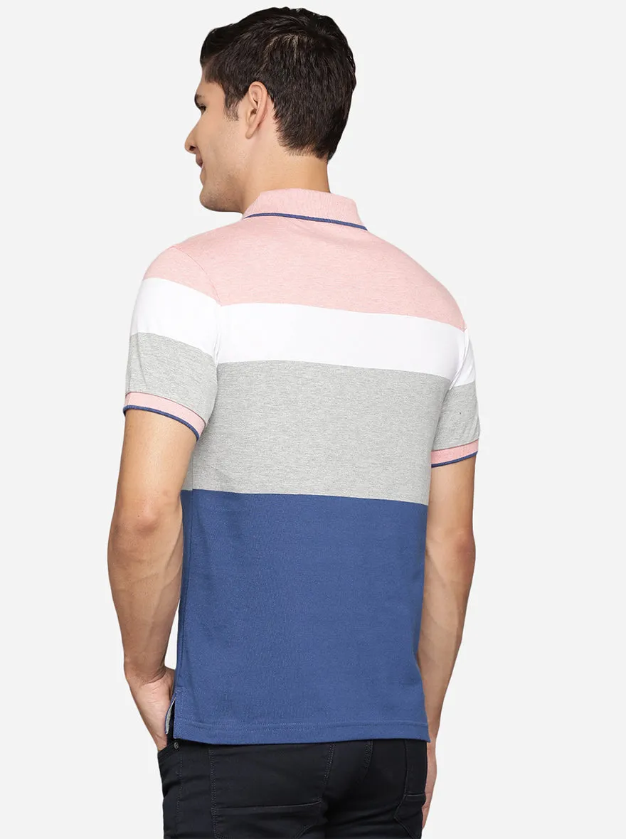 Multicolor Striped Slim Fit Polo T-Shirt | Greenfibre