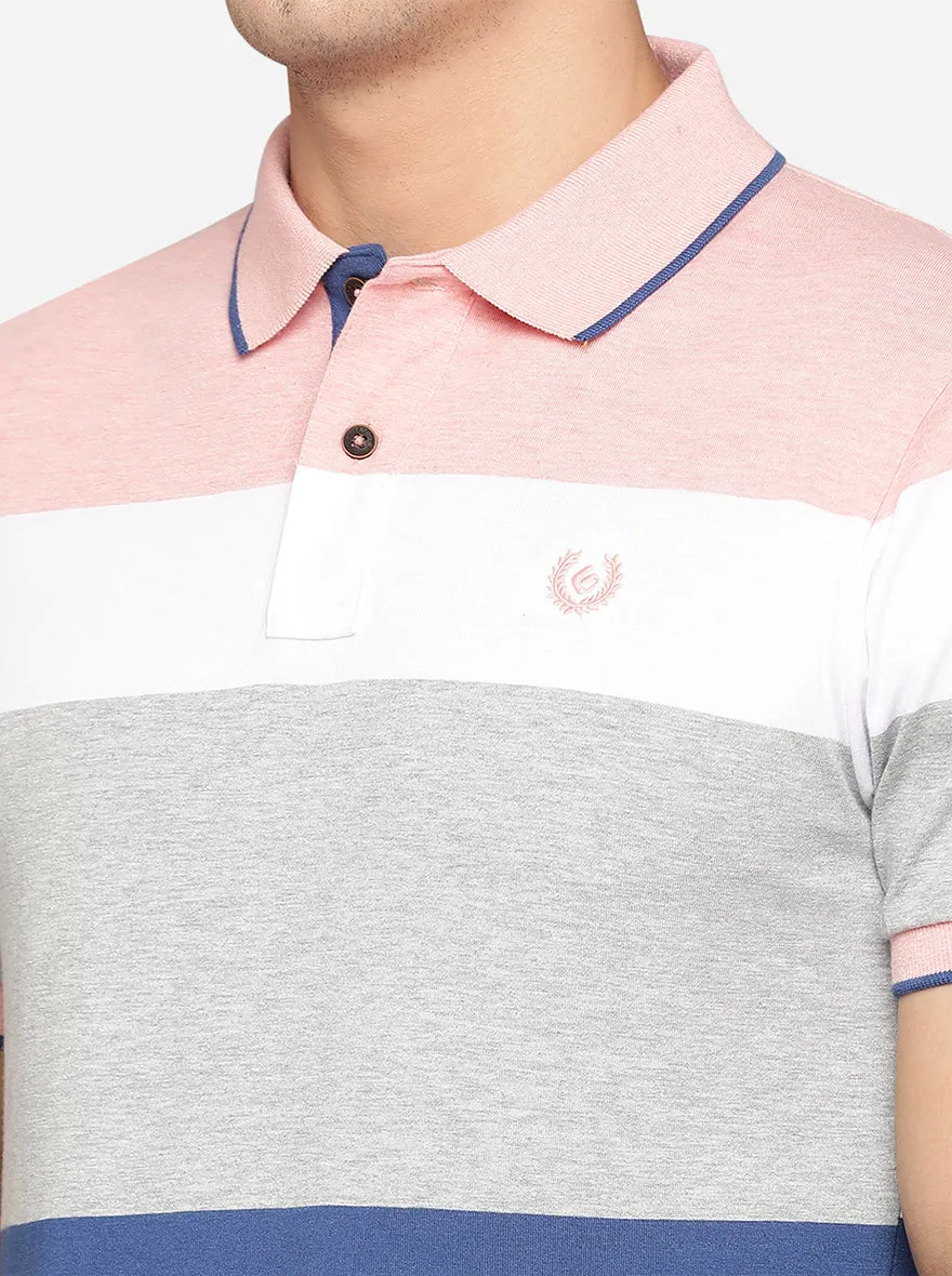Multicolor Striped Slim Fit Polo T-Shirt | Greenfibre