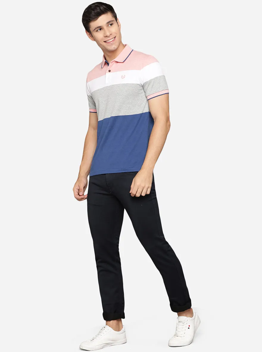 Multicolor Striped Slim Fit Polo T-Shirt | Greenfibre