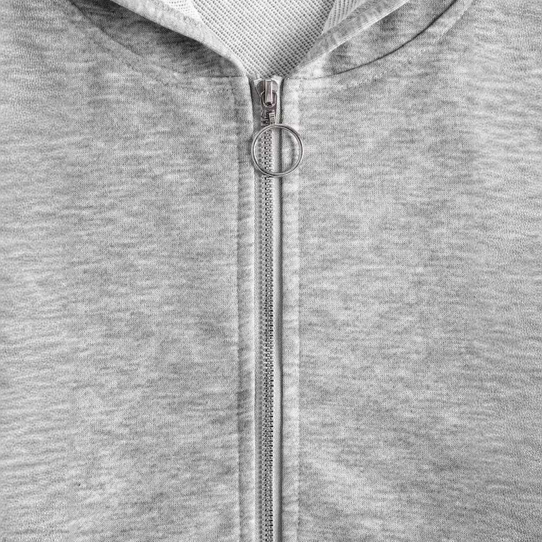 Navel-Exposed Zip-Up Hooded Sweatshirts Solid Color Cardigan Jackets Wholesale Womens Clothing N3824062800001