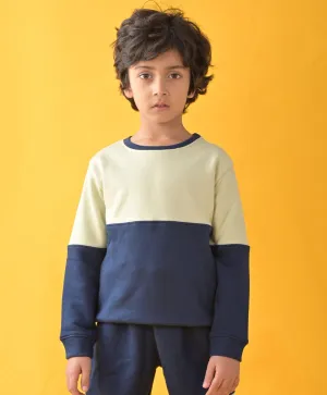 NAVY ALOE WASH COLOR BLOCK SWEATSHIRT - NAVY