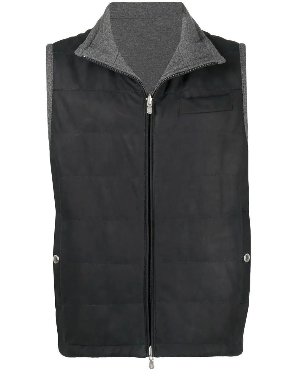 Navy and Grey Suede and Cashmere Reversible Vest