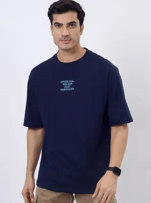 Navy Blue Printed Relax Fit  Oversized T-Shirt | JadeBlue