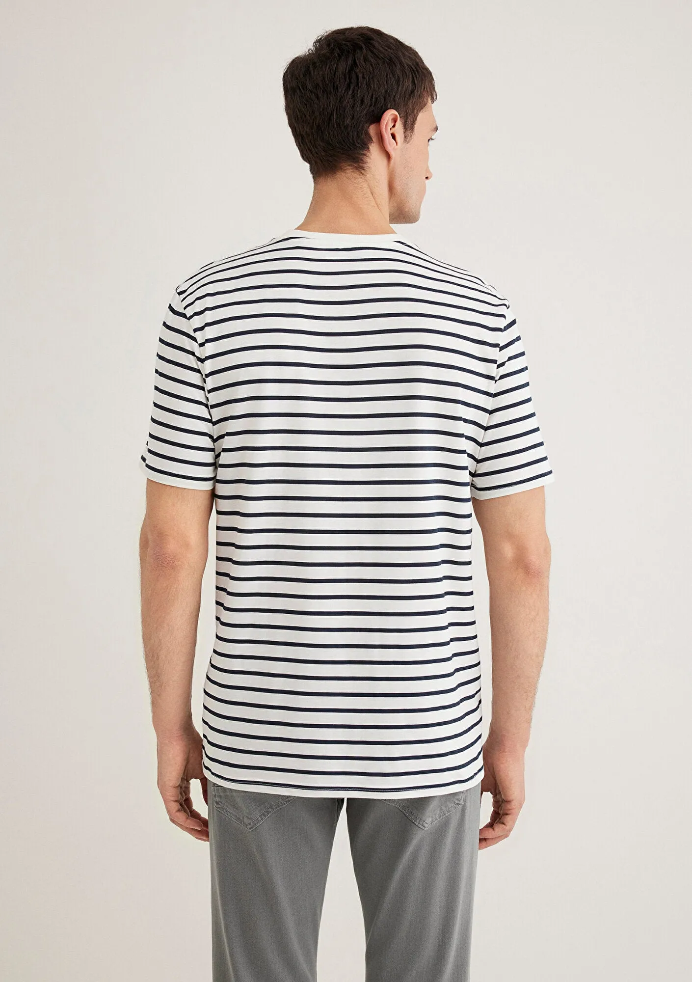 Navy Striped White T-Shirt