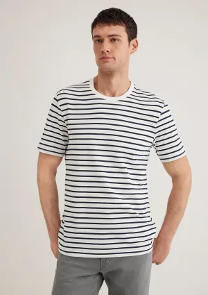 Navy Striped White T-Shirt