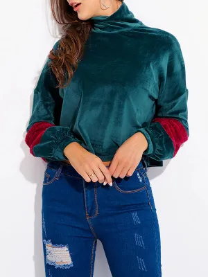 New Contrast Color High Collar Top Shirt