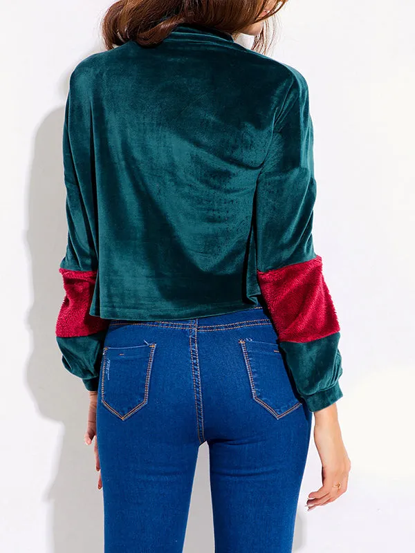 New Contrast Color High Collar Top Shirt