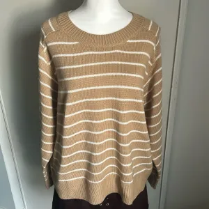 New Women’s Plus T TAHARI Striped Crewneck Oversized Sweater