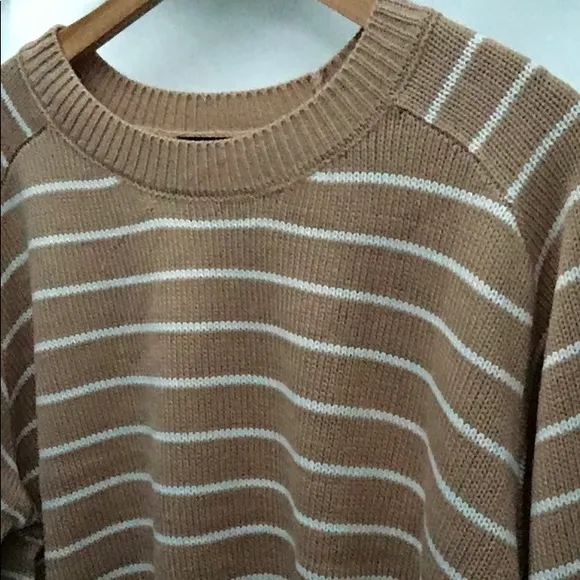 New Women’s Plus T TAHARI Striped Crewneck Oversized Sweater