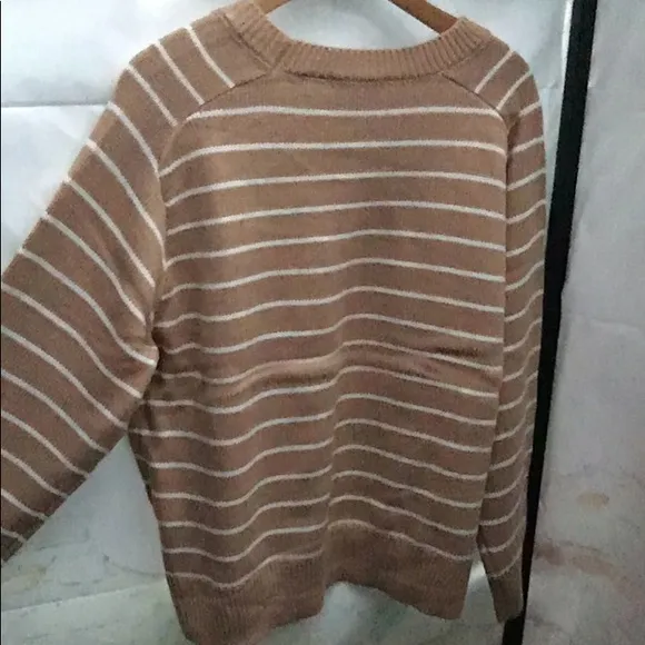 New Women’s Plus T TAHARI Striped Crewneck Oversized Sweater