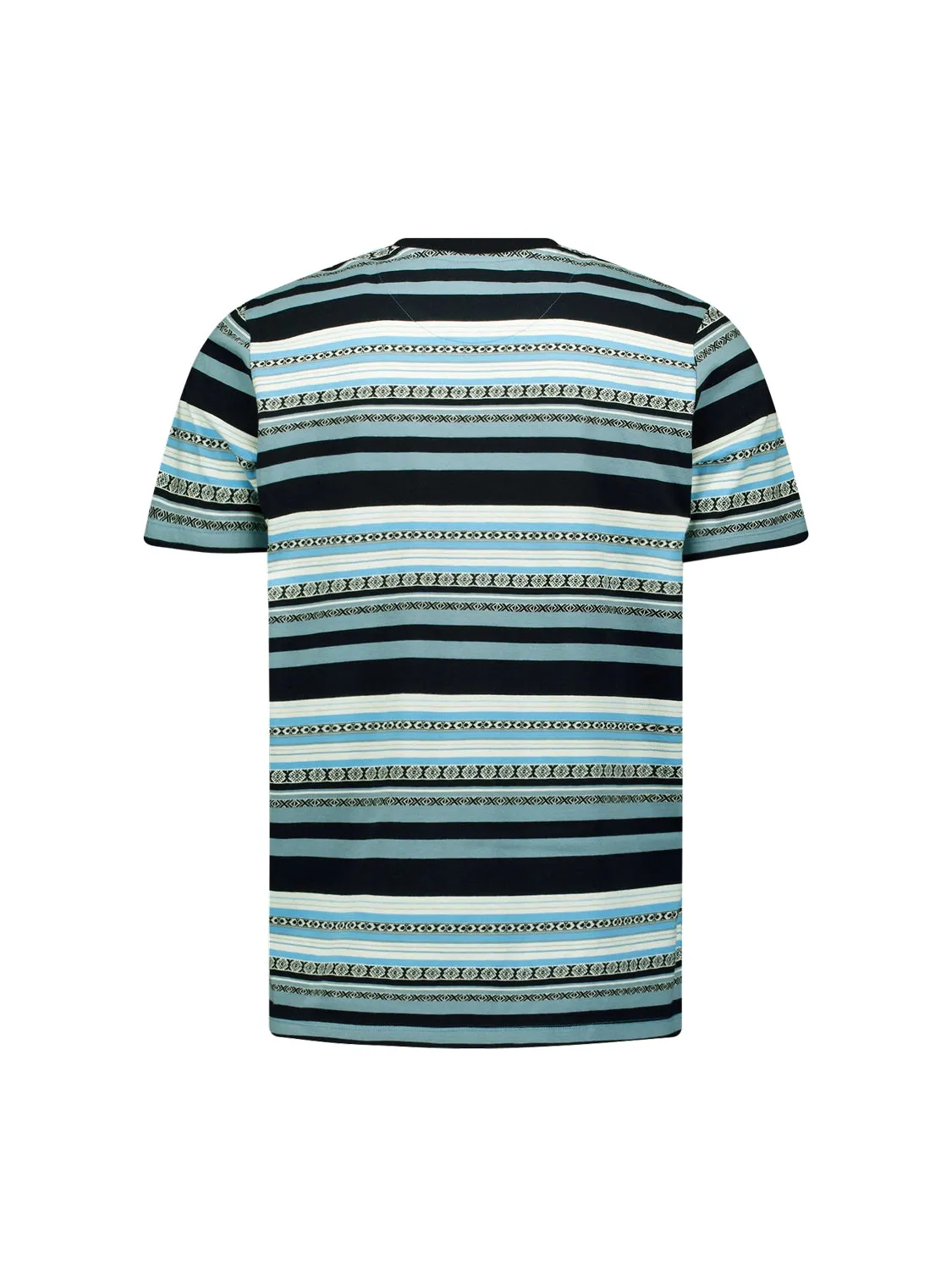 NO EXCESS MULTI STRIPE PRINT CREWNECK T-SHIRT 23350352