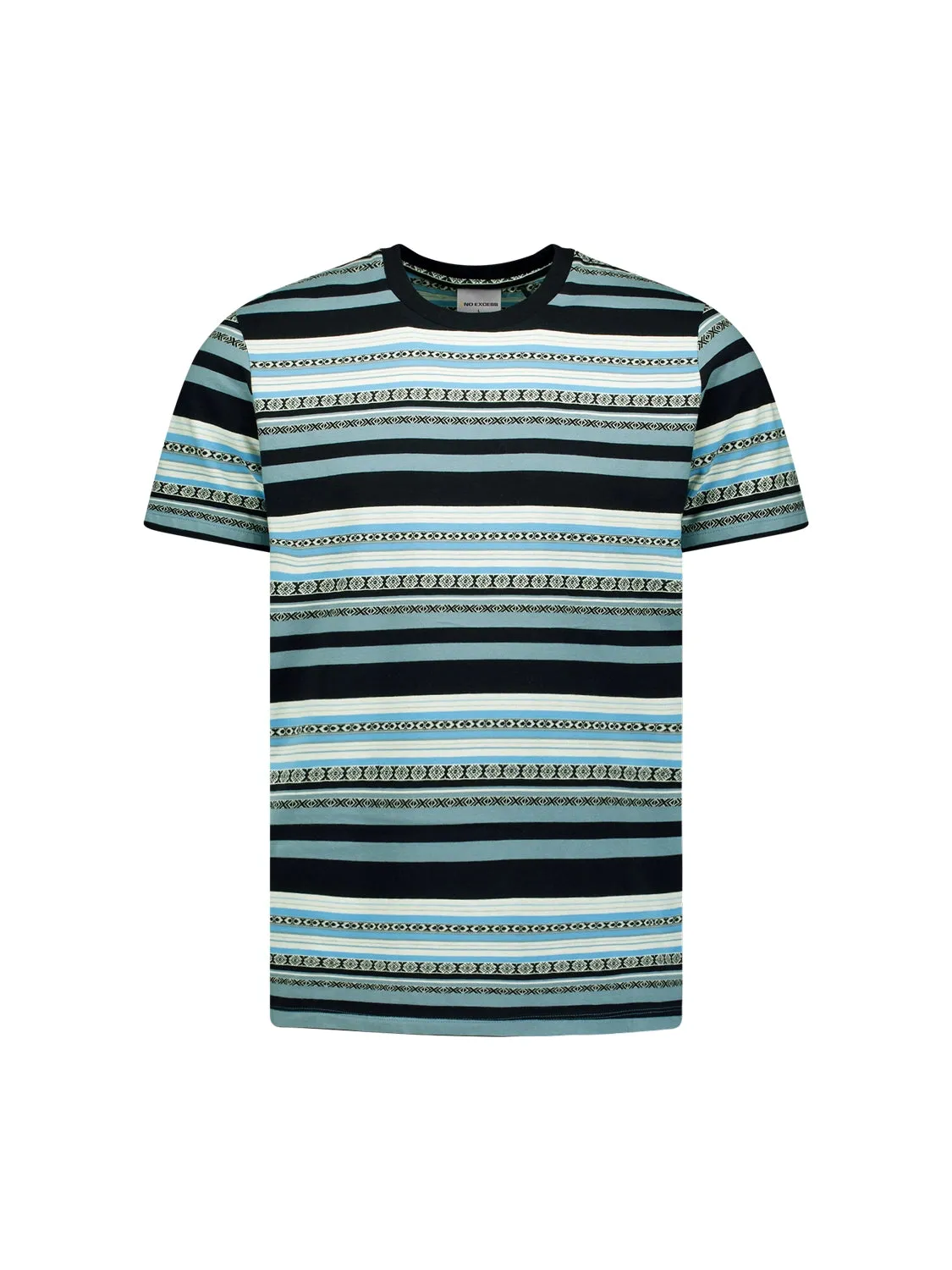 NO EXCESS MULTI STRIPE PRINT CREWNECK T-SHIRT 23350352