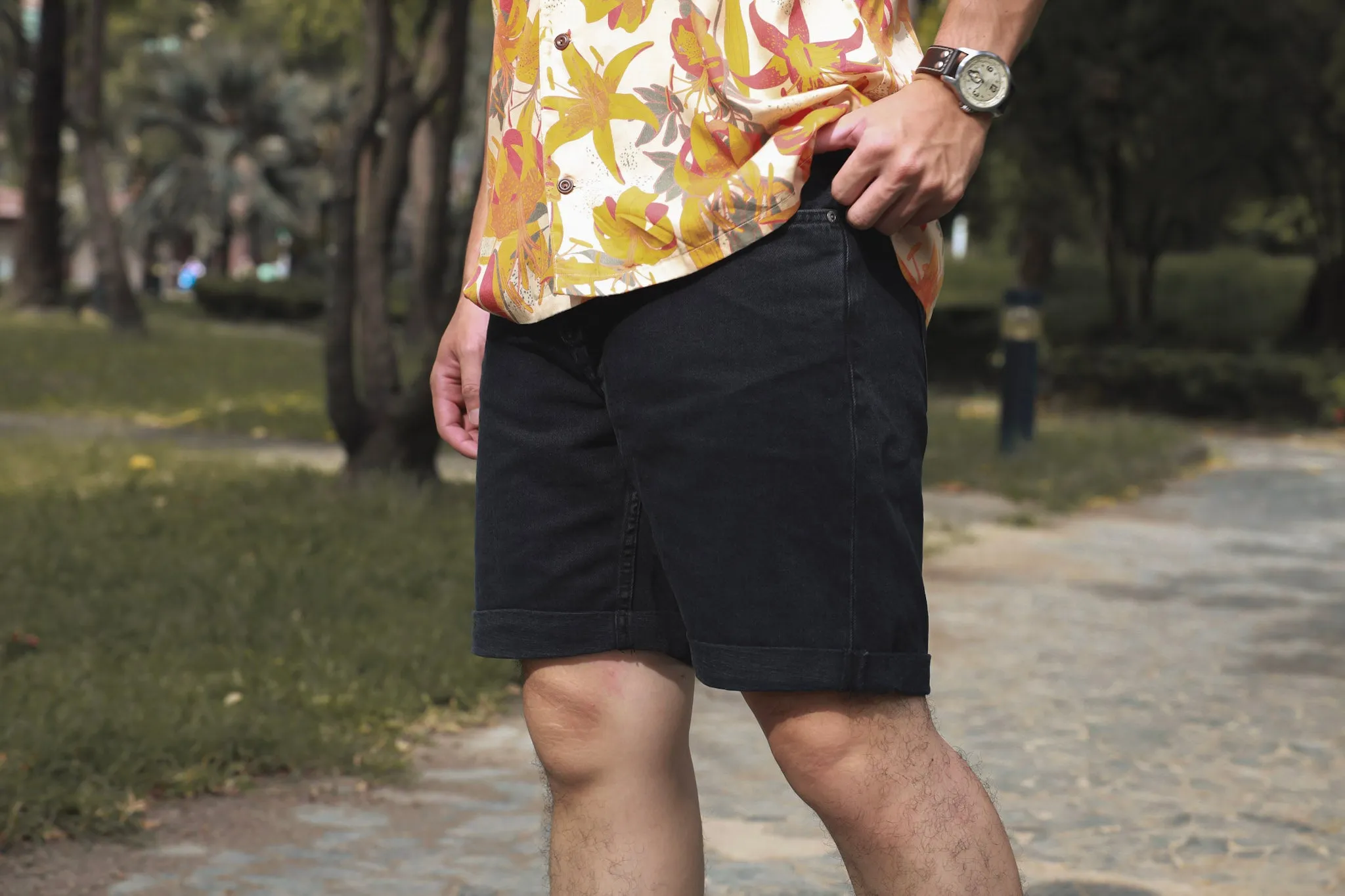 【Nudie Jeans】Josh Shorts Black Water／12.5oz／有機棉 水洗牛仔短褲