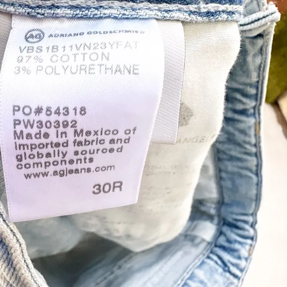 NWT AG “Alexxis”Button High-Waisted Denim Shorts