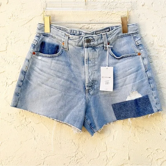 NWT AG “Alexxis”Button High-Waisted Denim Shorts