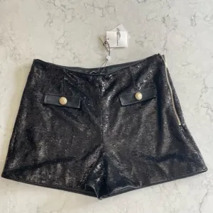 NWT Generation Love Bridget Sequin Shorts in Black Sz 8 $215