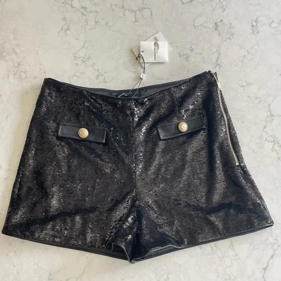 NWT Generation Love Bridget Sequin Shorts in Black Sz 8 $215