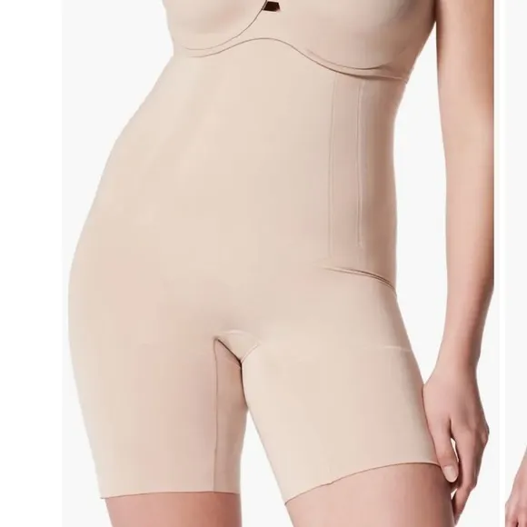 NWT SPANX women’s oncore high waisted mid thigh shorts size large Shapewear nude