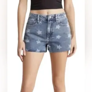 NWT Vigoss® Stars ACE 3&quot; High Rise Denim Shorts | Size 30 Raw Hem