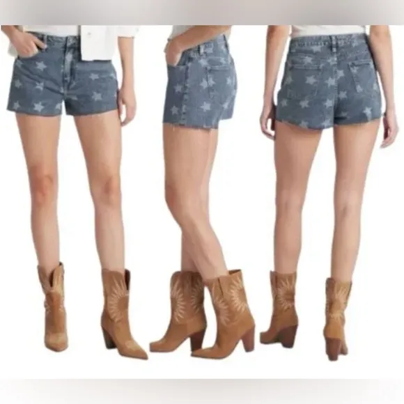 NWT Vigoss® Stars ACE 3&quot; High Rise Denim Shorts | Size 30 Raw Hem