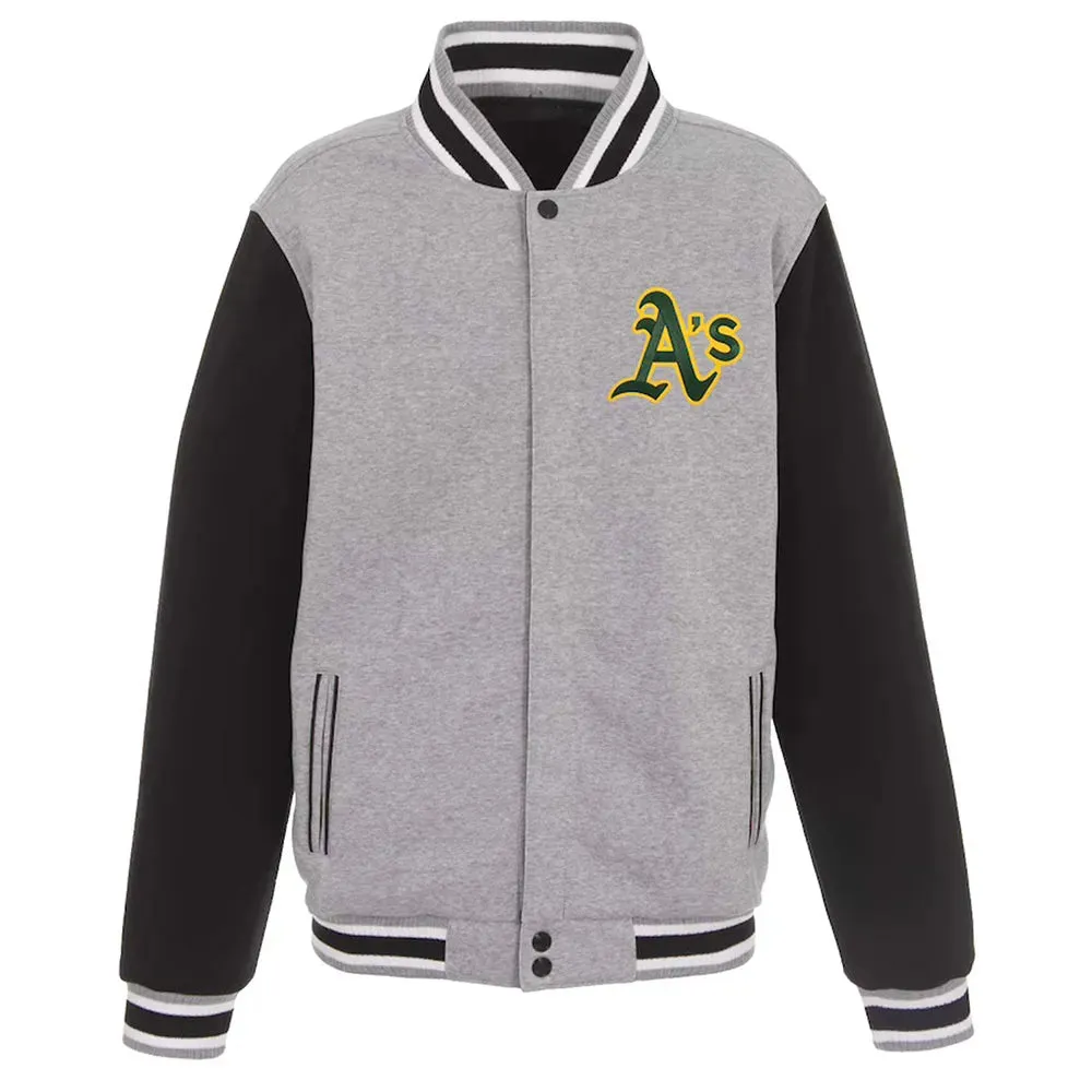 Oakland Athletics Gray and Black Varsity Wool Jacket
