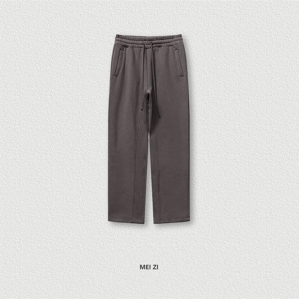Obsidian Phoenix Luxury 345gsm Fleece Straight Pants - Unisex Loose-Fit Solid Sport Trousers