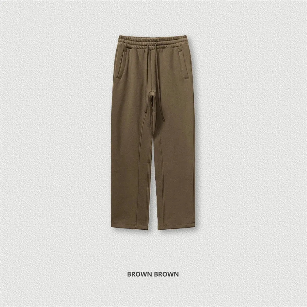 Obsidian Phoenix Luxury 345gsm Fleece Straight Pants - Unisex Loose-Fit Solid Sport Trousers