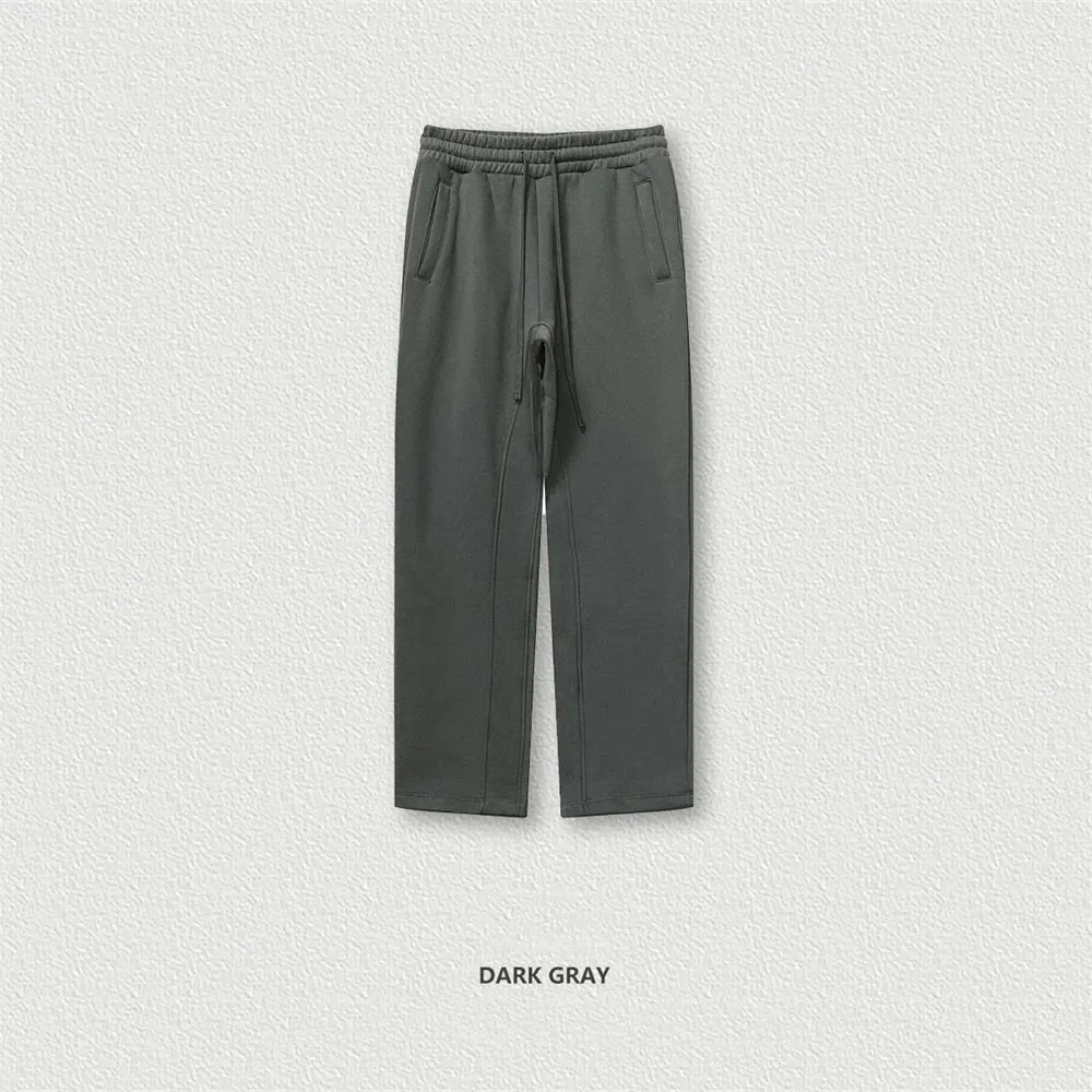Obsidian Phoenix Luxury 345gsm Fleece Straight Pants - Unisex Loose-Fit Solid Sport Trousers