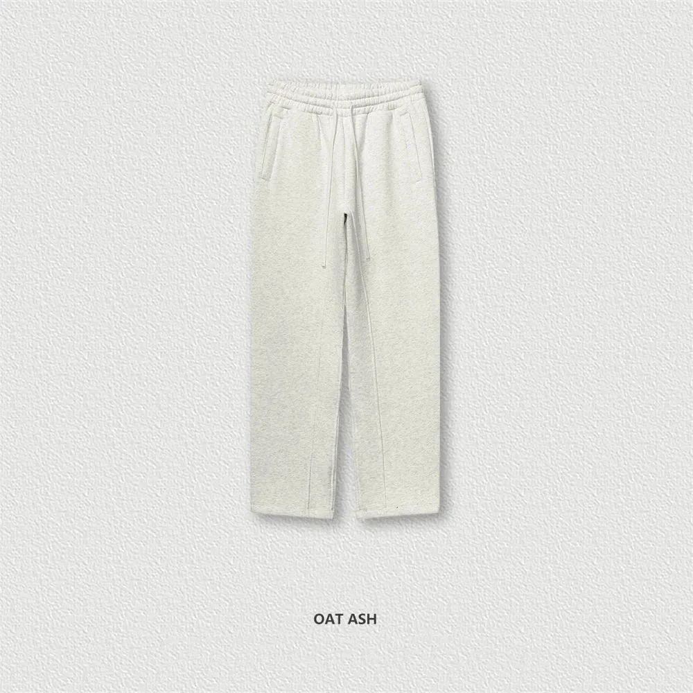 Obsidian Phoenix Luxury 345gsm Fleece Straight Pants - Unisex Loose-Fit Solid Sport Trousers