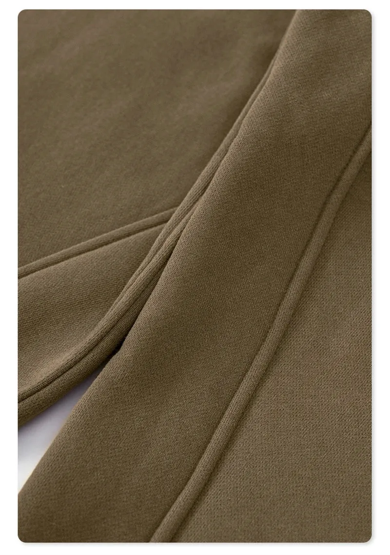 Obsidian Phoenix Luxury 345gsm Fleece Straight Pants - Unisex Loose-Fit Solid Sport Trousers