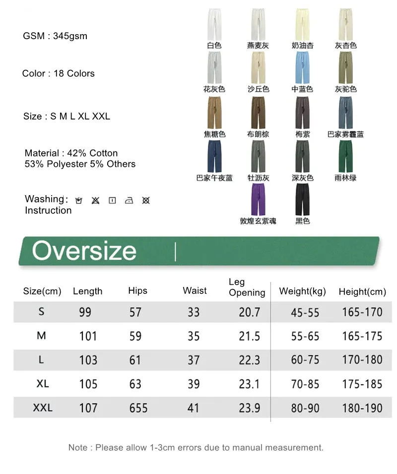 Obsidian Phoenix Luxury 345gsm Fleece Straight Pants - Unisex Loose-Fit Solid Sport Trousers