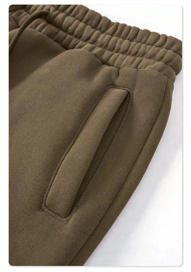 Obsidian Phoenix Luxury 345gsm Fleece Straight Pants - Unisex Loose-Fit Solid Sport Trousers