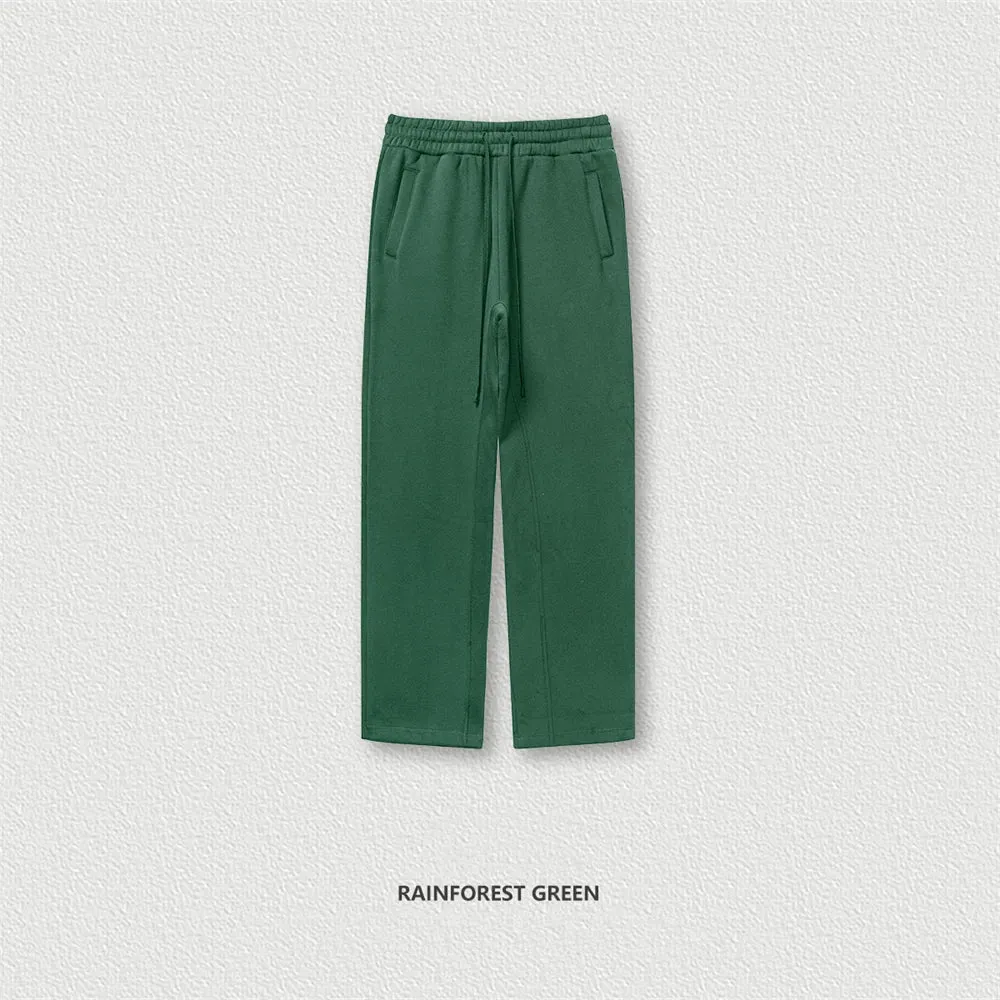 Obsidian Phoenix Luxury 345gsm Fleece Straight Pants - Unisex Loose-Fit Solid Sport Trousers