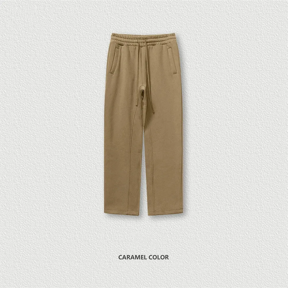 Obsidian Phoenix Luxury 345gsm Fleece Straight Pants - Unisex Loose-Fit Solid Sport Trousers