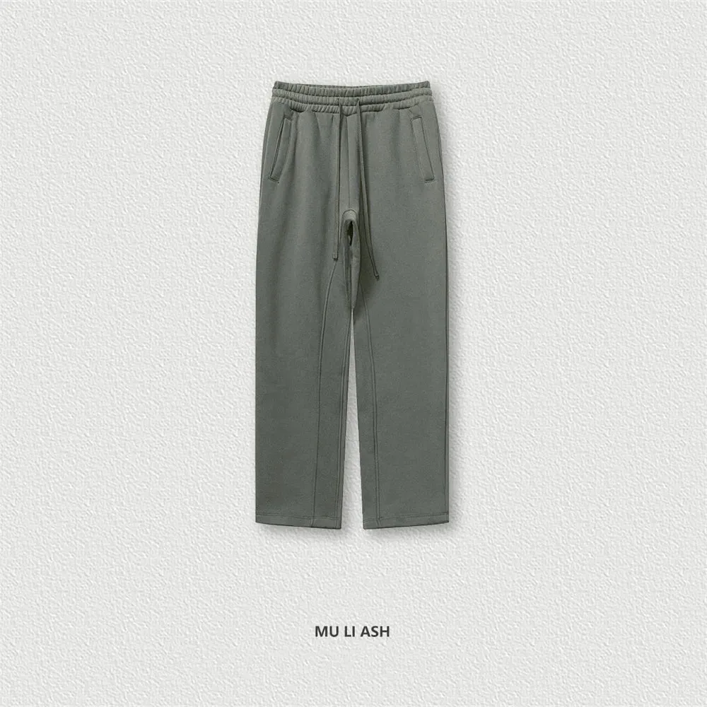 Obsidian Phoenix Luxury 345gsm Fleece Straight Pants - Unisex Loose-Fit Solid Sport Trousers