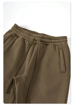 Obsidian Phoenix Luxury 345gsm Fleece Straight Pants - Unisex Loose-Fit Solid Sport Trousers