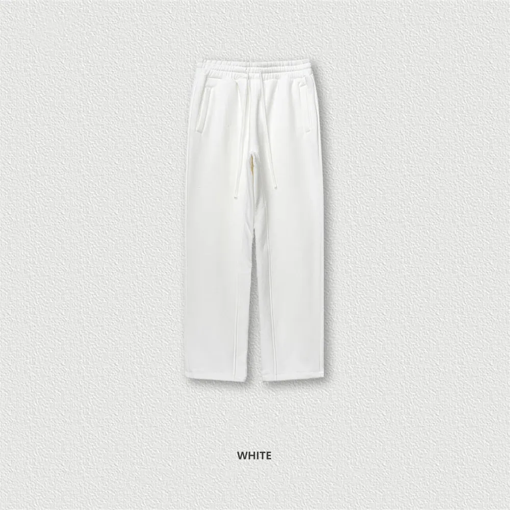 Obsidian Phoenix Luxury 345gsm Fleece Straight Pants - Unisex Loose-Fit Solid Sport Trousers