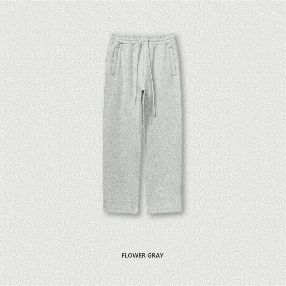 Obsidian Phoenix Luxury 345gsm Fleece Straight Pants - Unisex Loose-Fit Solid Sport Trousers