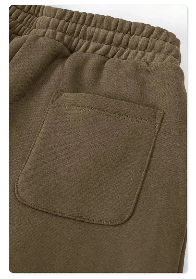 Obsidian Phoenix Luxury 345gsm Fleece Straight Pants - Unisex Loose-Fit Solid Sport Trousers