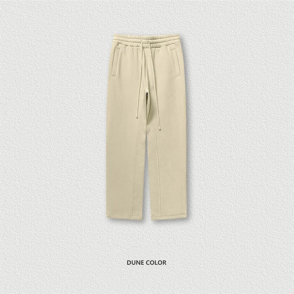 Obsidian Phoenix Luxury 345gsm Fleece Straight Pants - Unisex Loose-Fit Solid Sport Trousers