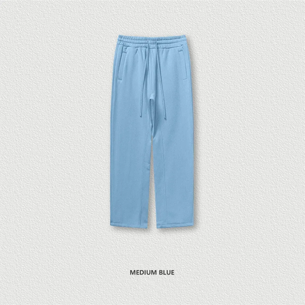 Obsidian Phoenix Luxury 345gsm Fleece Straight Pants - Unisex Loose-Fit Solid Sport Trousers